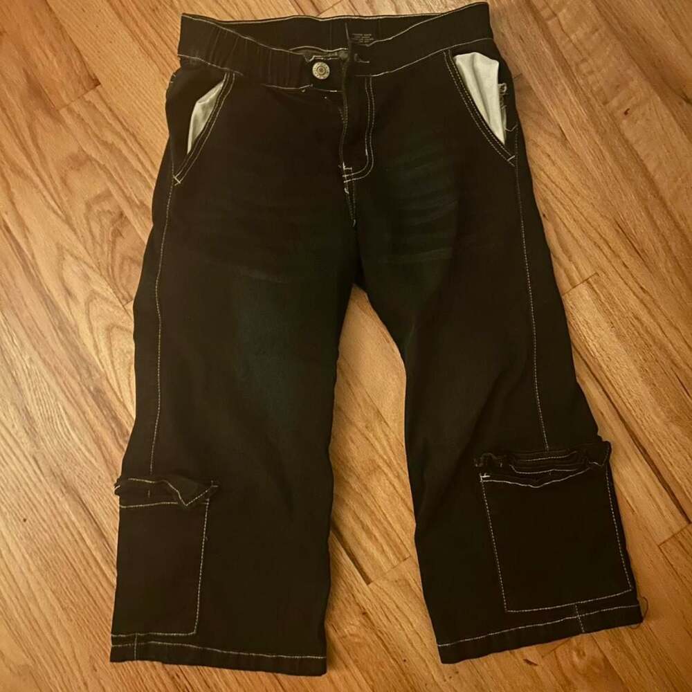 V.I.P. Jeans Dark Wash Baggy Skater Cargo Jorts